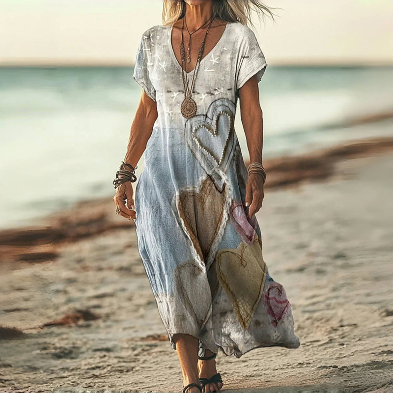 Vintage ™ |Kjole Med Hjertetrykk