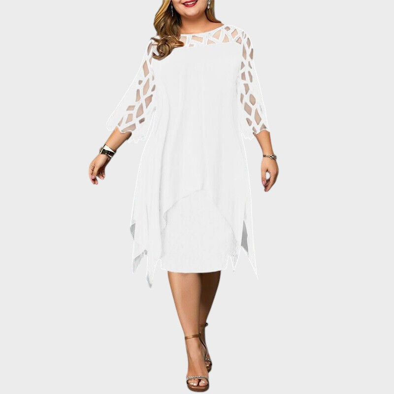 Freja | Chic Plus Size Midi Kjole til Moderne Kvinner