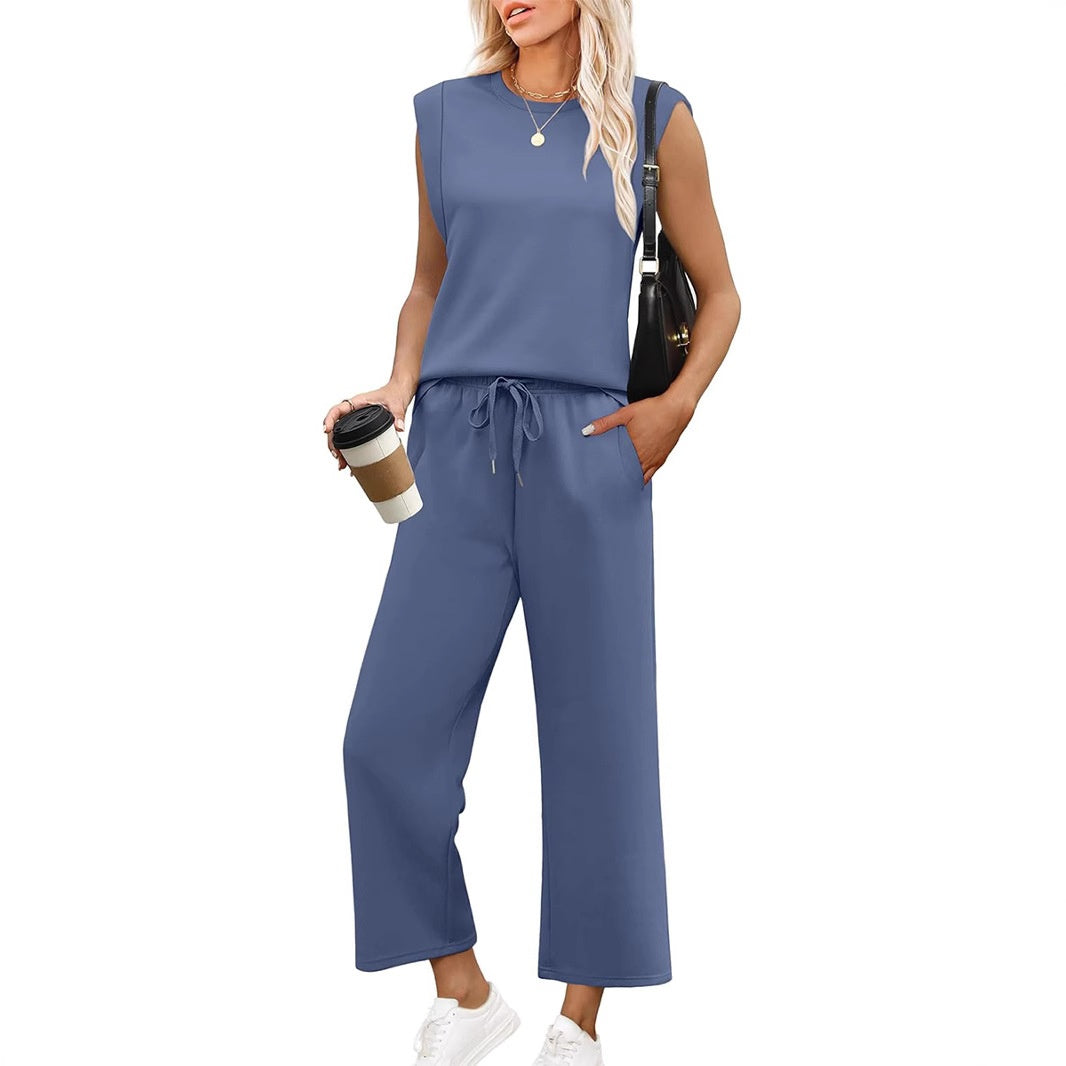 Sara™ | Cap sleeve-topp & vide crop-bukser