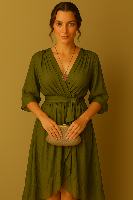 Sofie | Kjole i silkemoselin med V-hals