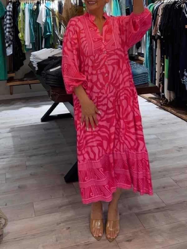 Lin ™ | V-hals kjole med trykk