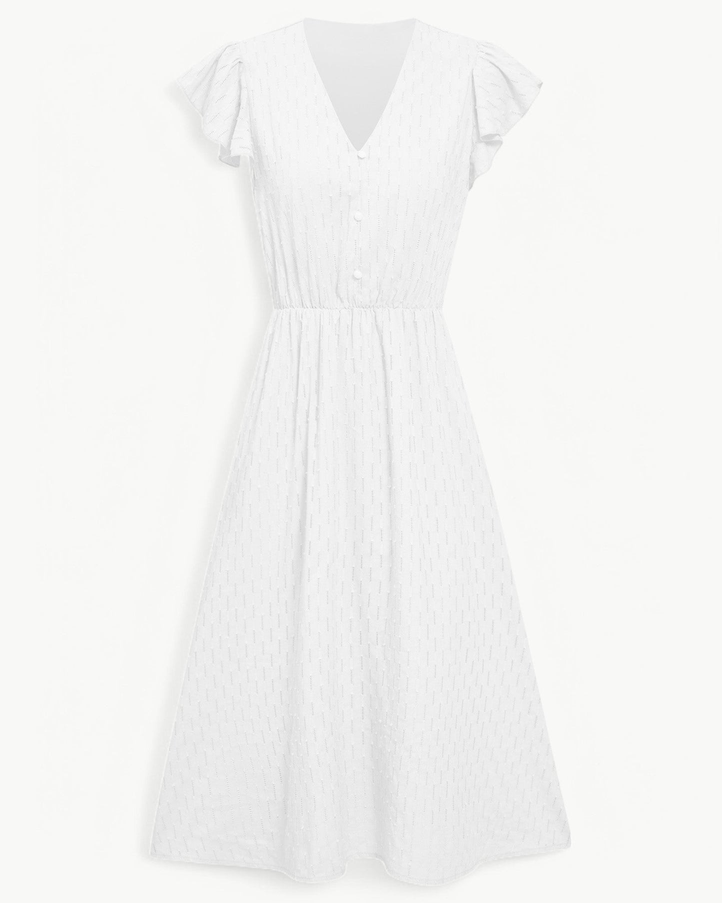 Lara™ | Kjole med V-hals og volanger på ermene