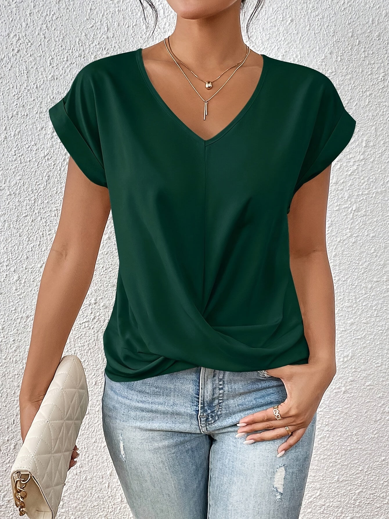 Mia™ | Casual T-skjorte med sweetheart halslinje?