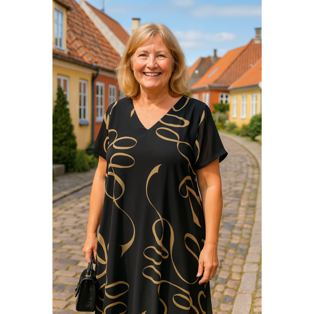 Sanne – Lett kjole med grafisk print