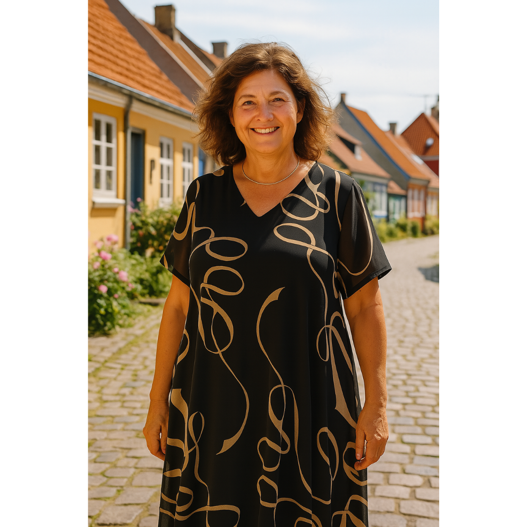 Sanne – Lett kjole med grafisk print