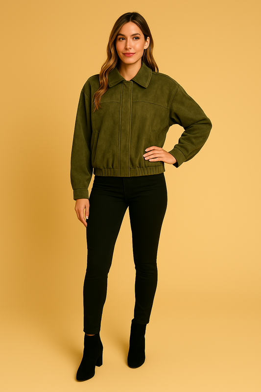 Quintine – Luksuriøs Semsket Bomberjakke for en Tidløs Stil