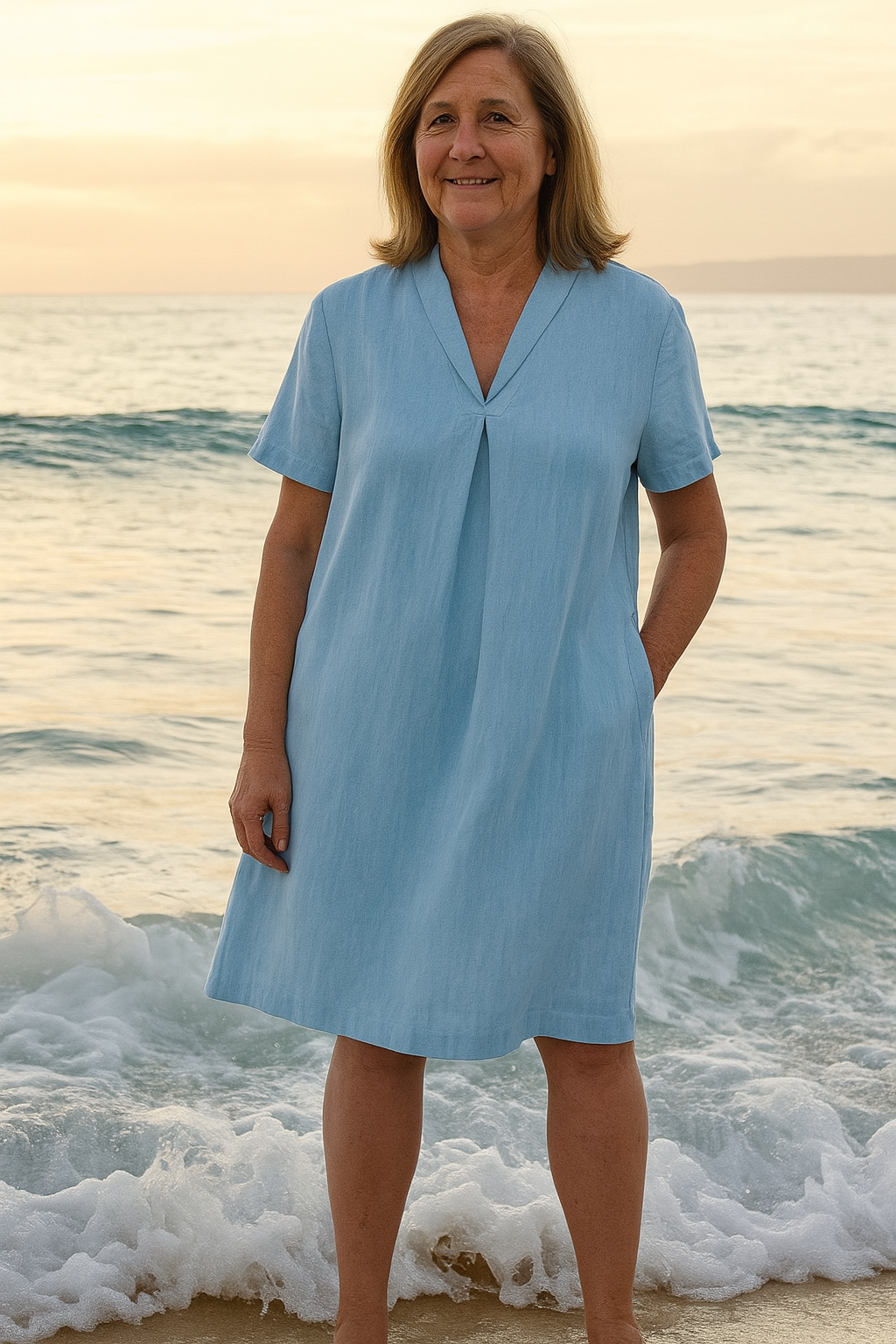 Bella™ – Kjole med V-hals og Lommer for Damer