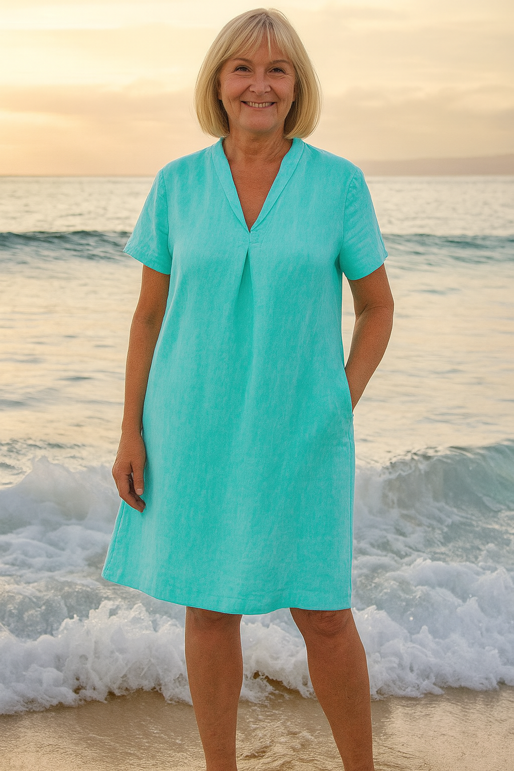 Bella™ – Kjole med V-hals og Lommer for Damer