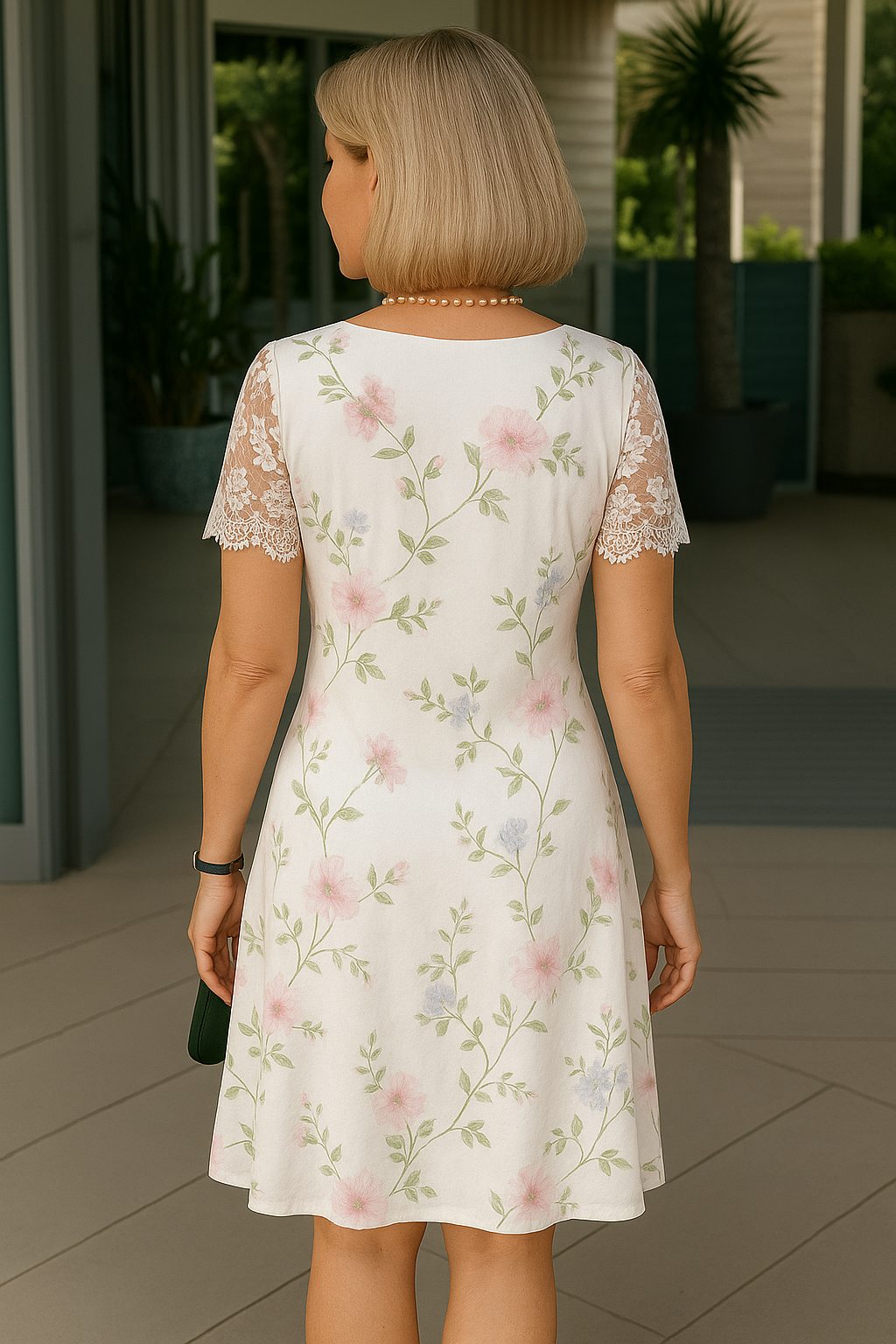 Amalie™ | Komfortabel midikjole med blondedetaljer