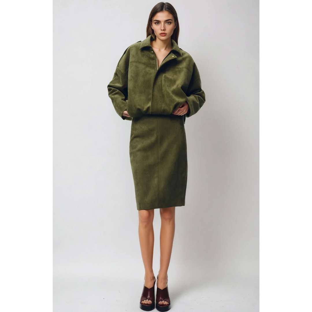 Quintine – Luksuriøs Semsket Bomberjakke for en Tidløs Stil