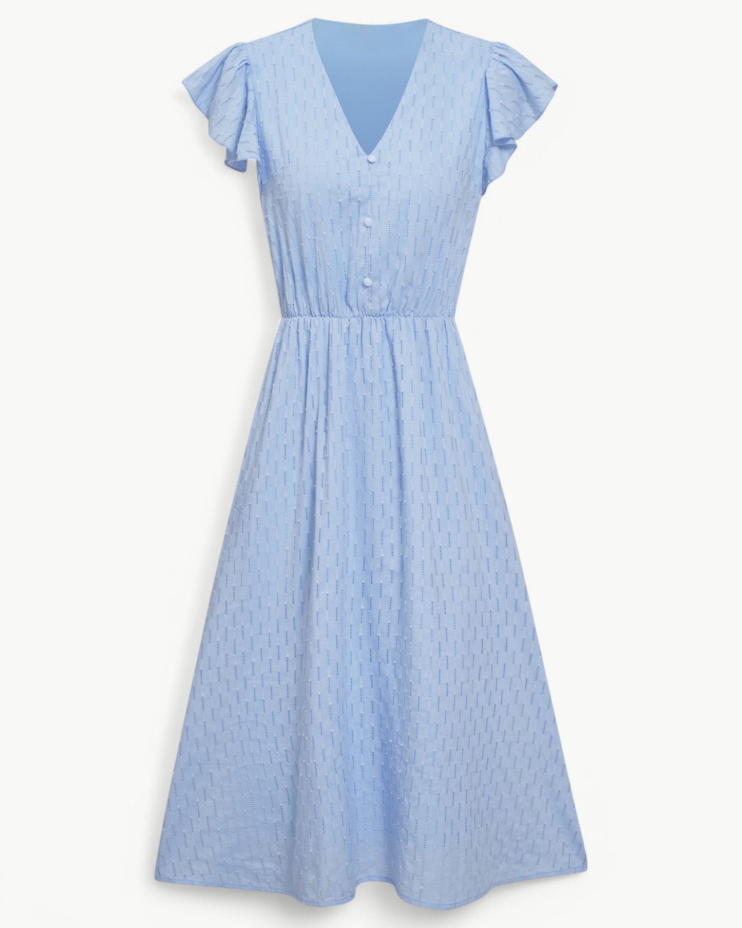 Lara™ | Kjole med V-hals og volanger på ermene