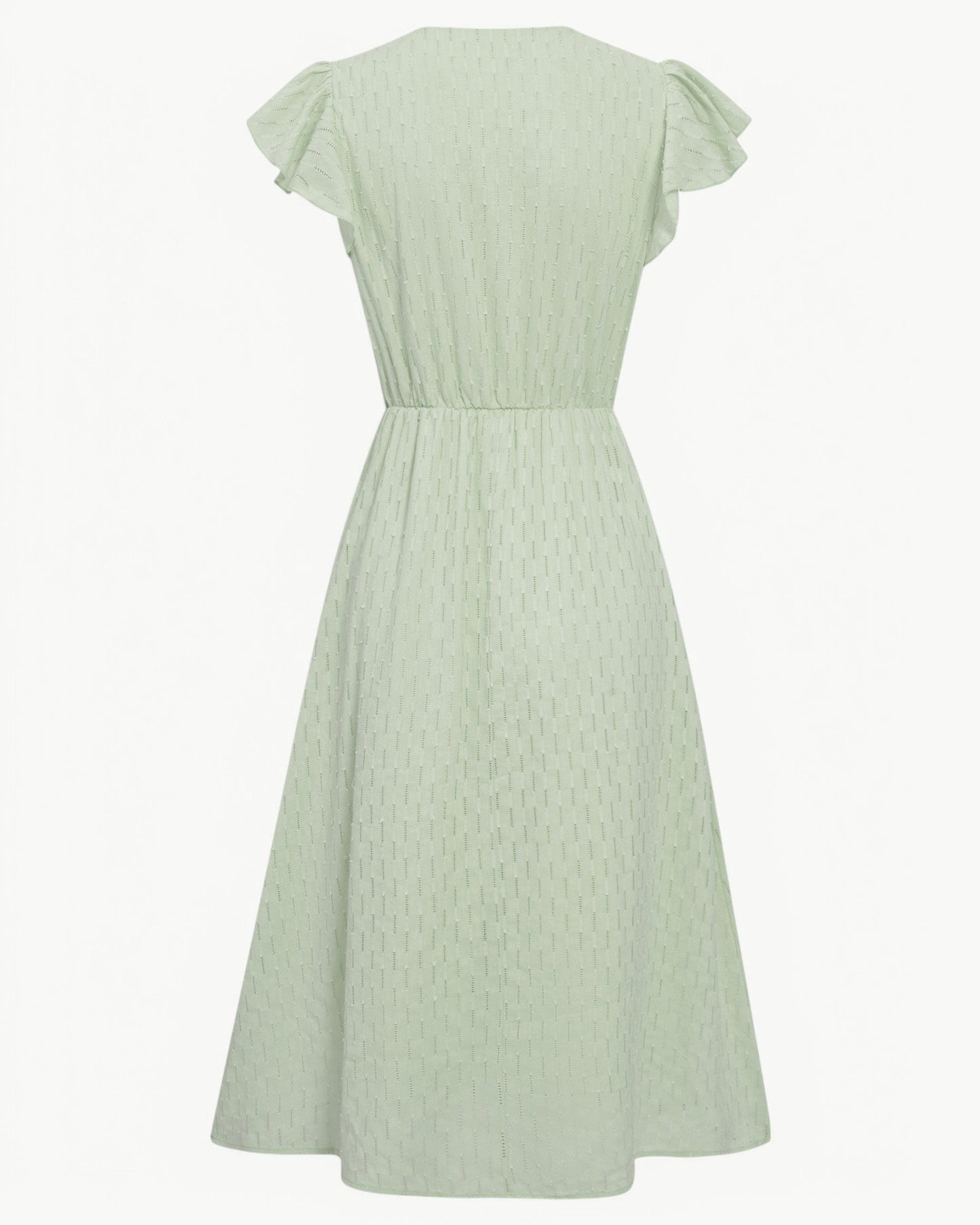 Lara™ | Kjole med V-hals og volanger på ermene