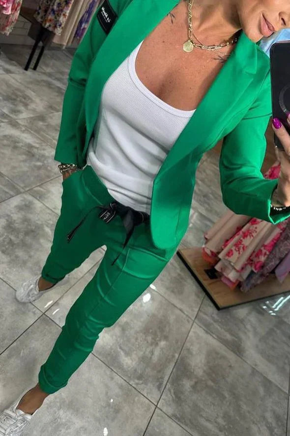 Fenna™ | Avslappet Ensfarget To-delt Sett for Kvinner