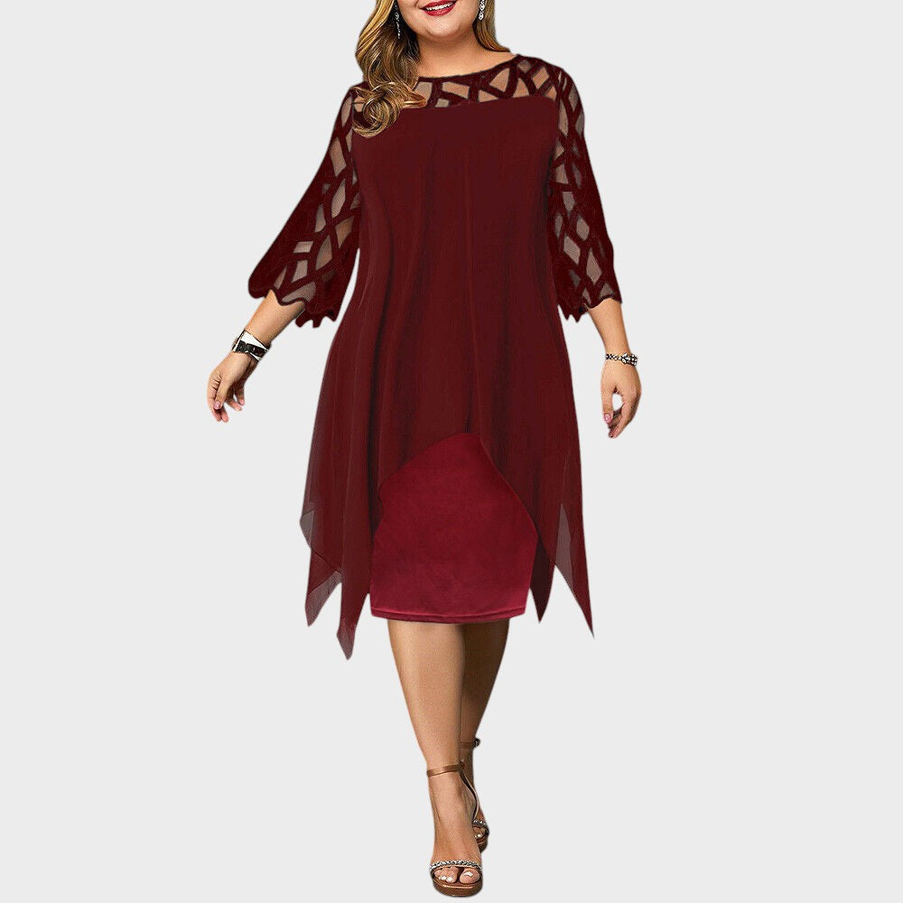 Freja | Chic Plus Size Midi Kjole til Moderne Kvinner