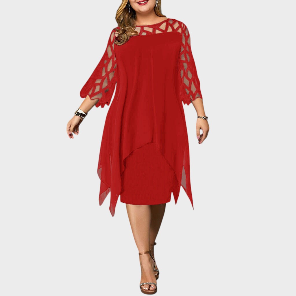 Freja | Chic Plus Size Midi Kjole til Moderne Kvinner