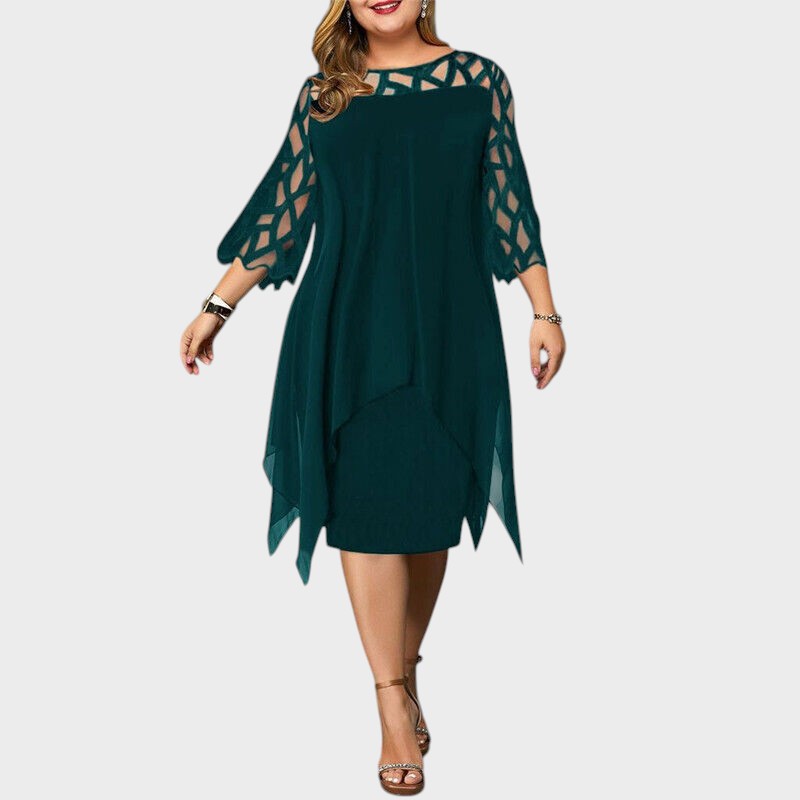 Freja | Chic Plus Size Midi Kjole til Moderne Kvinner