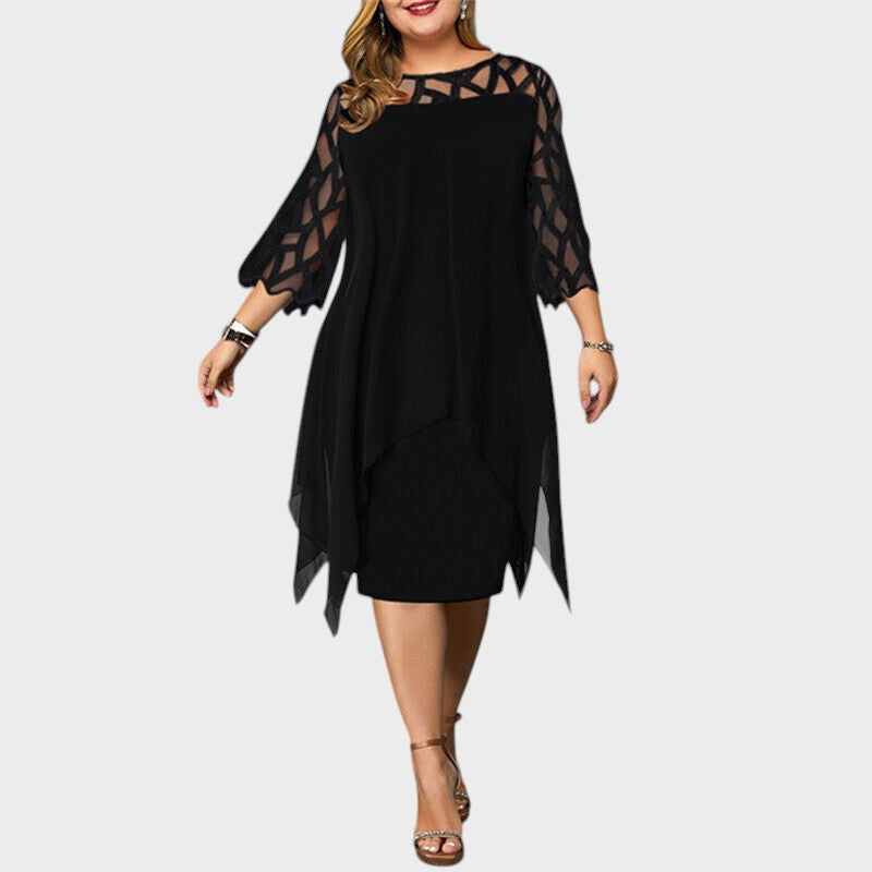 Freja | Chic Plus Size Midi Kjole til Moderne Kvinner