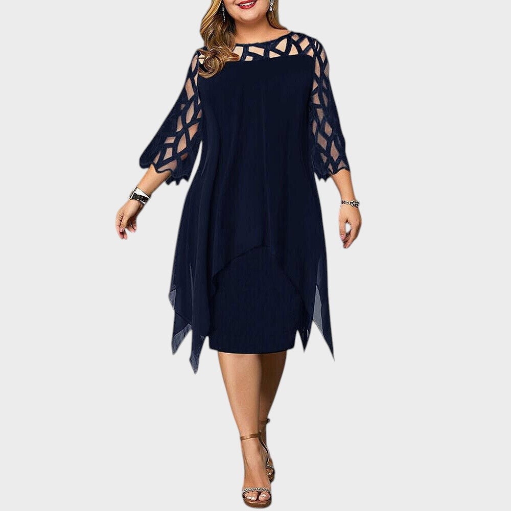 Freja | Chic Plus Size Midi Kjole til Moderne Kvinner