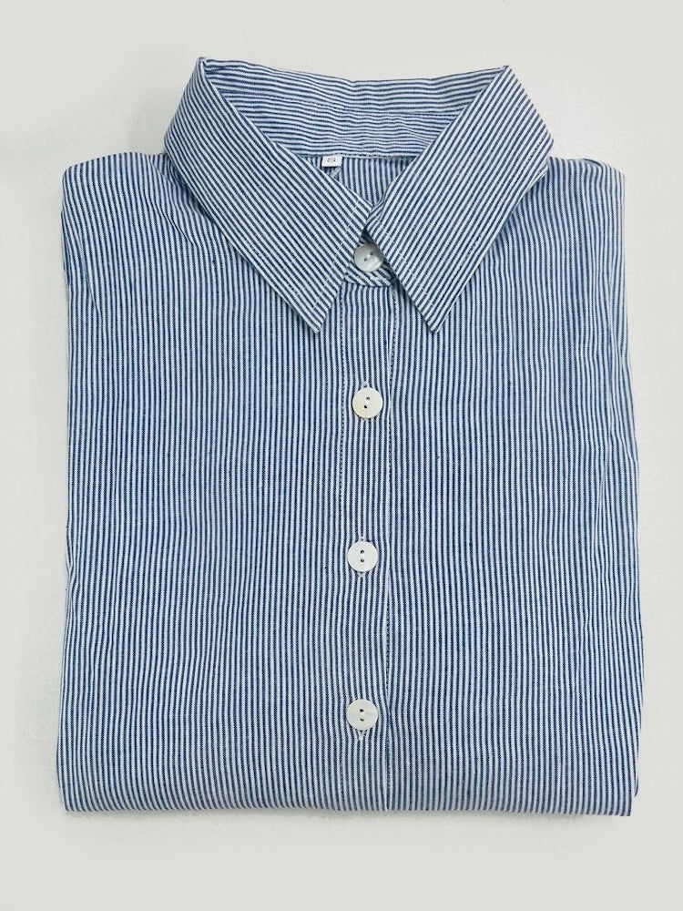 Stripete kofta Løs Stor Størrelse Uregelmessig kjole