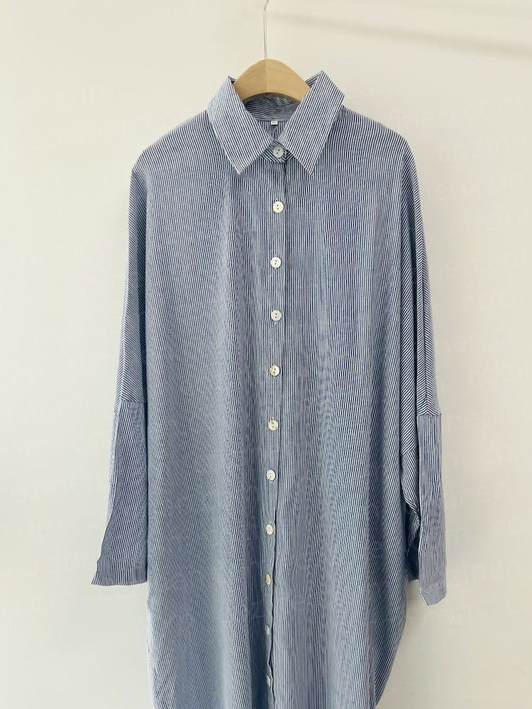 Stripete kofta Løs Stor Størrelse Uregelmessig kjole