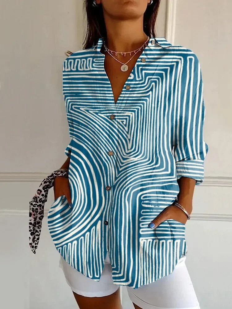 Inger™ | Vintage Blomsterbluse med Lange Ermer