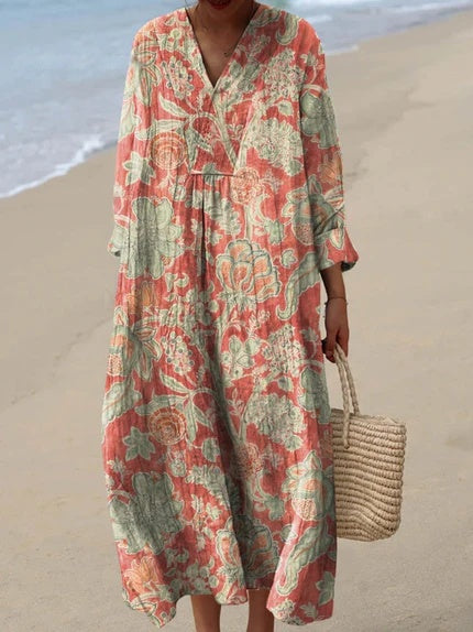 Ellie | Vintage blomstrete 3/4-ermet kjole